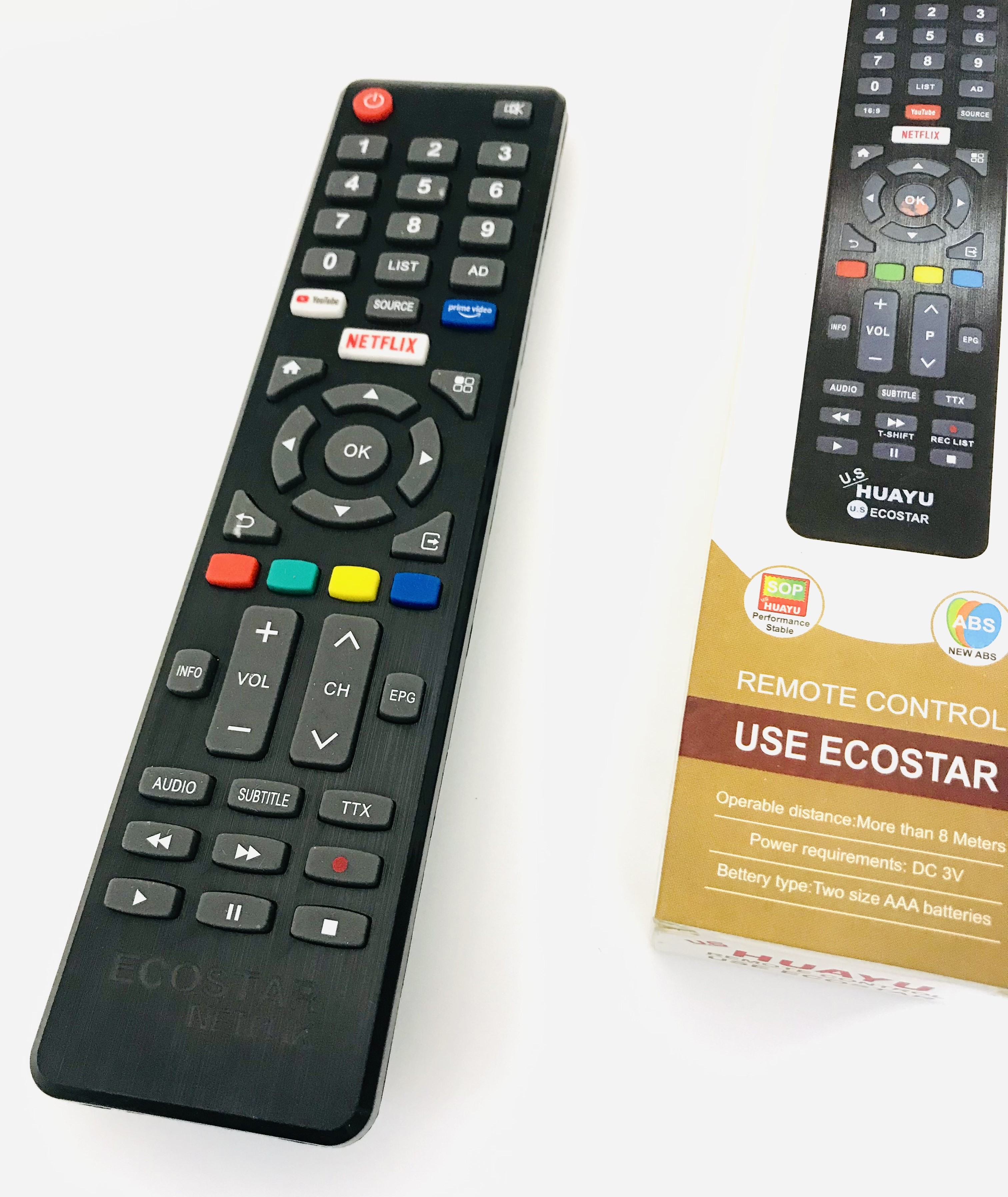 LED Remote Model Ecostar Netflix