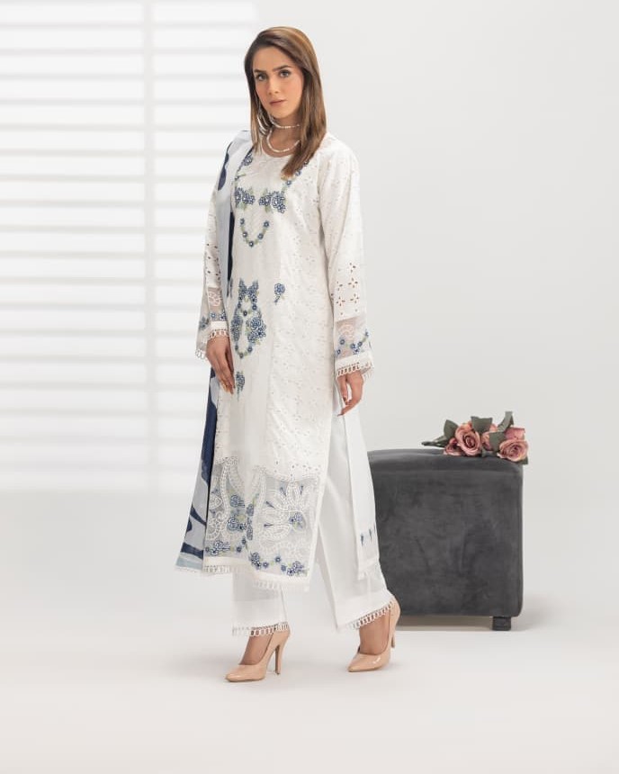 Hareemz Viscos Chicken Kari Silk Dupptta digital Stitched 3 Piece Suit