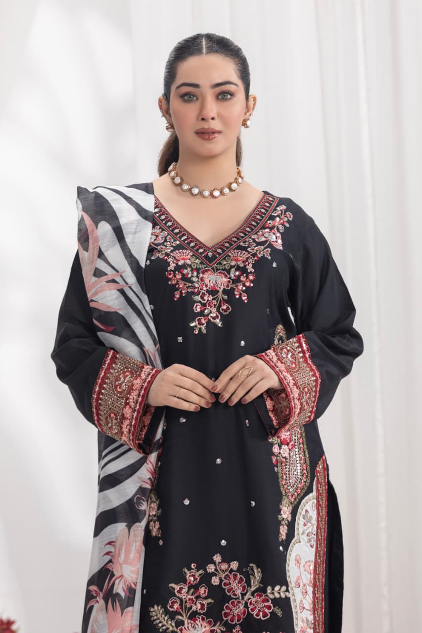 Hareemz Viscos Monark Digital Dupptta Stitched 3 Piece Suit