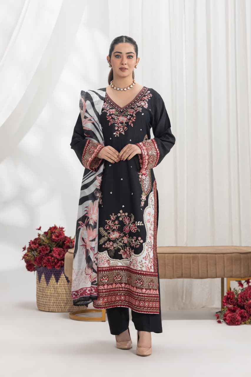 Hareemz Viscos Monark Digital Dupptta Stitched 3 Piece Suit