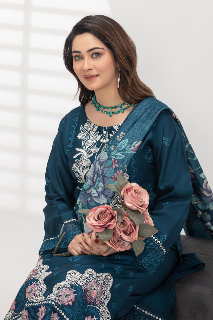 Hareemz Viscos Digital Print Monark Dupptta Stitched 3 Piece Suit