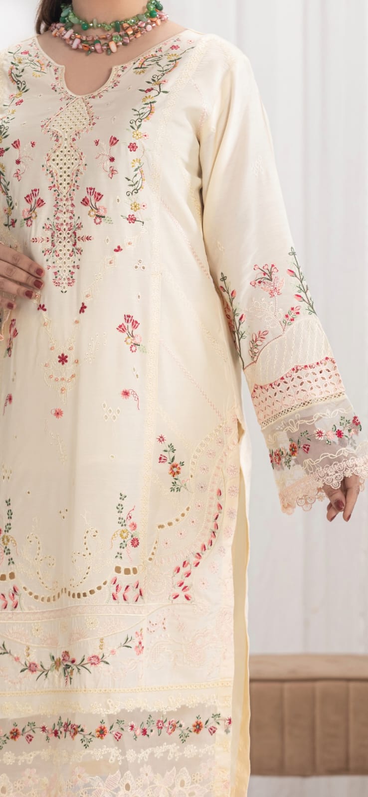 Viscos Shfoon Embriedery Dupptta Stitched 3 Piece Suit