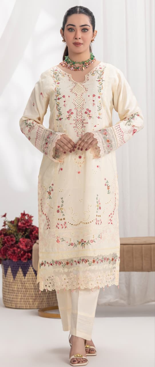 Viscos Shfoon Embriedery Dupptta Stitched 3 Piece Suit