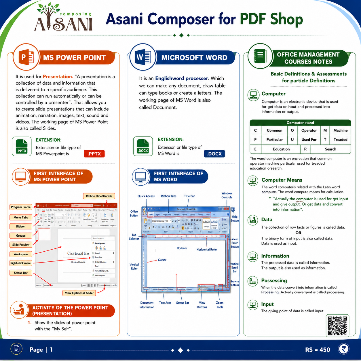 Office Management Course Notes Book – Learn Computer Skills the Easy Way