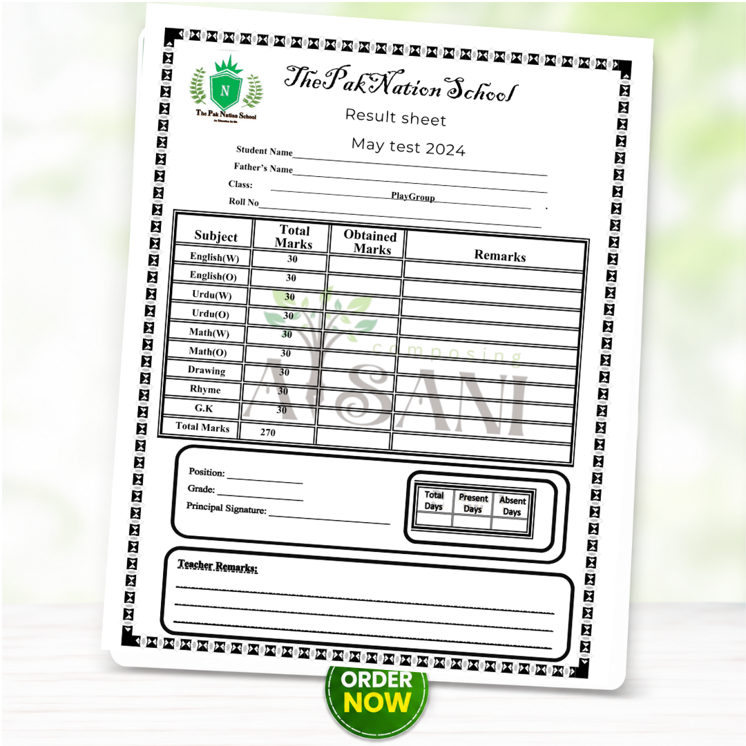 Professional School Result Sheet Design – Clear, Organized & Print-Ready